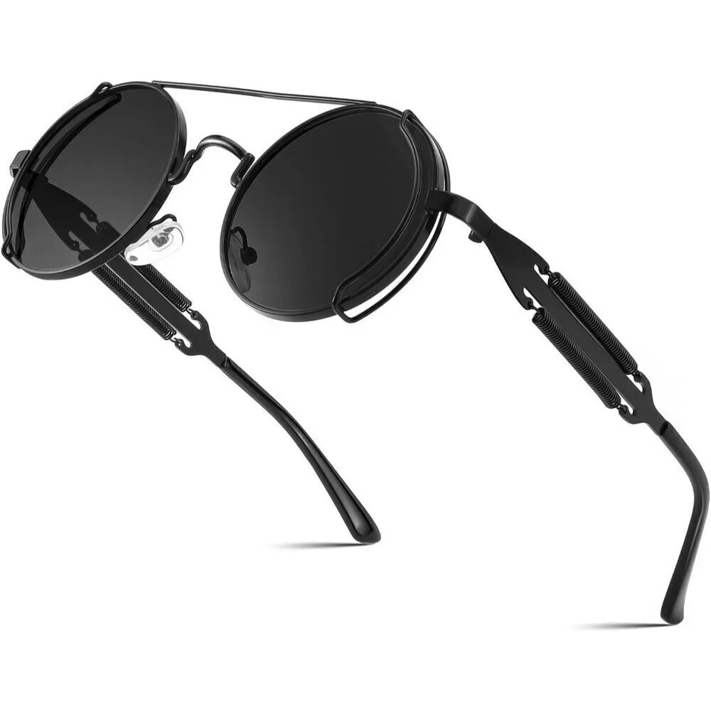 Aviator Sunglasses Men Women Retro Steampunk Round Metal UV400 Protective